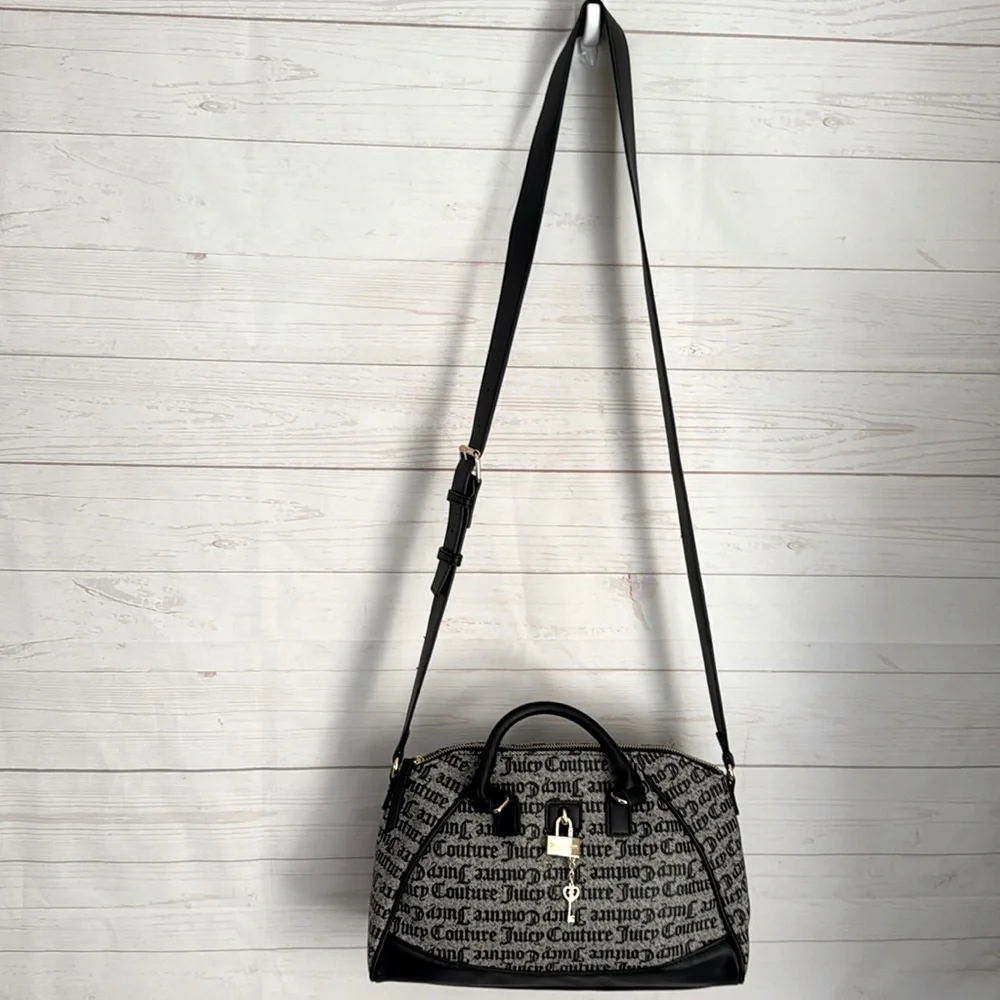 Juicy Couture Black & Gray Eastside Westside Satchel Bag Vegan Leather - Picture 2 of 11
